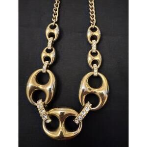 Ann Taylor Vintage Puffer Mariner Link With Pave Stones Necklace